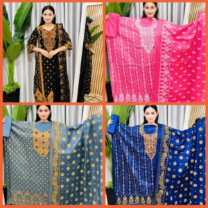 ৪পিস ব্লক প্রিন্ট থ্রি-পিস মাত্র ১৫০০ টাকায়